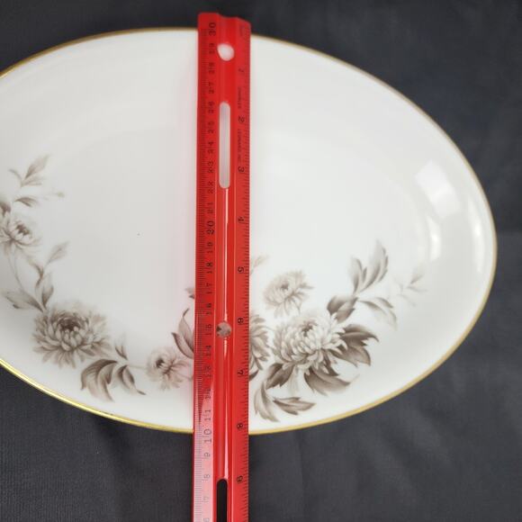 Noritake Japan 5142 LASALLE 12" Brown & White Oval Serving Platter w/ Gold Trim - Picture 6 of 7